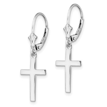 De-Ani Sterling Silver Rhodium-Plated Polished Latin Cross Leverback Earrings — alternate view