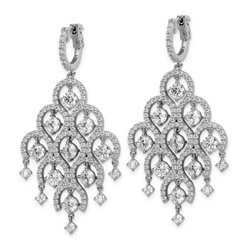 Sterling Shimmer Sterling Silver Rhodium-plated 278 Stone CZ Chandelier Dangle Hinged Earrings — alternate view