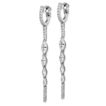 Sterling Shimmer Sterling Silver Rhodium-plated 46 Stone CZ Fancy Dangle Hinged Earrings — alternate view
