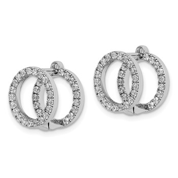 Sterling Shimmer Sterling Silver Rhodium-plated 78 Stone CZ Front and Back Hinged Earrings — alternate view