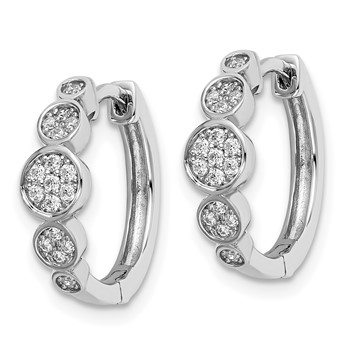 Sterling Shimmer Sterling Silver Rhodium-plated 34 Stone CZ Pavé Fancy Hinged Hoop Earrings — alternate view
