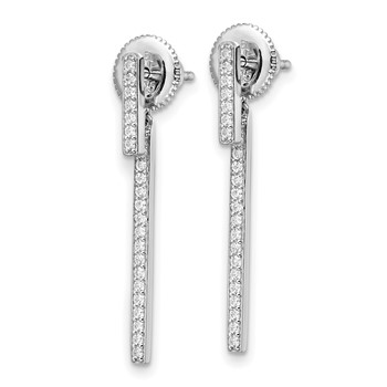 Sterling Shimmer Sterling Silver Rhodium-plated 48 Stone CZ Post Dangle Bar Earrings — alternate view