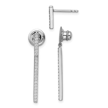 Sterling Shimmer Sterling Silver Rhodium-plated 48 Stone CZ Post Dangle Bar Earrings
