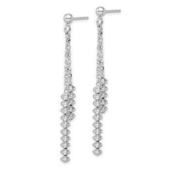 Sterling Silver Rhodium-plated Polished Beaded Post Dangle Earrings — alternate view