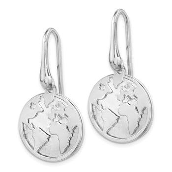 Sterling Silver Polished and Satin World Dangle Earrings — alternate view