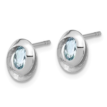 Sterling Silver Rh-plated Sky Blue Topaz Oval Post Earrings — alternate view
