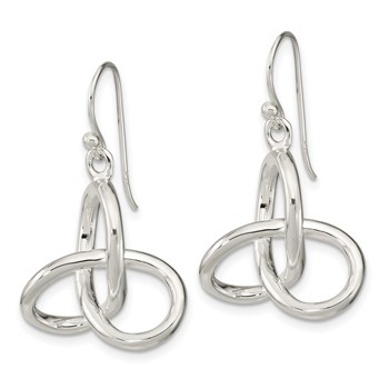 Sterling Silver Polished Knot Dangle Shephard Hook Earrings — alternate view
