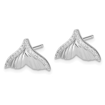Pure Fire Sterling Silver Rhod-plated CZ Textured Tail Post Earrings — alternate view