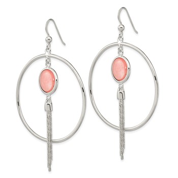 Sterling Silver Polished Dyed Agate Fancy Dangle Earrings — alternate view