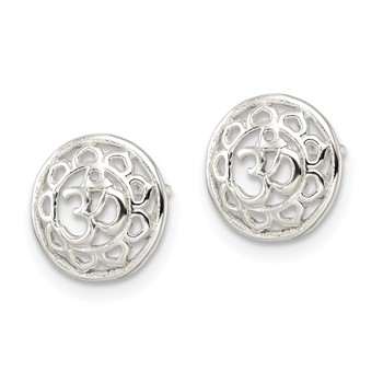 Sterling Silver Filigree Om Spirituality Post Earrings — alternate view