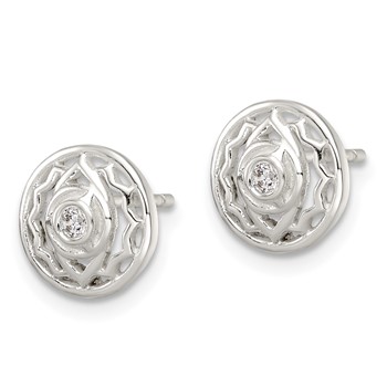 Sterling Silver CZ Third Eye Chakra Filigree Post Earrings — alternate view