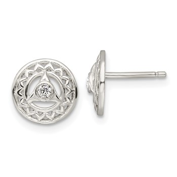 Sterling Silver CZ Throat Chakra Filigree Post Earrings