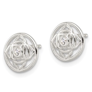 Sterling Silver CZ Root Chakra Filigree Post Earrings — alternate view