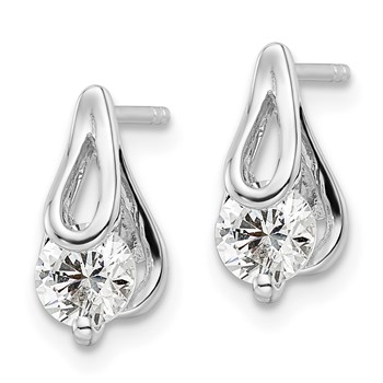 Sterling Silver Rhodium-plated CZ Post Earrings — alternate view
