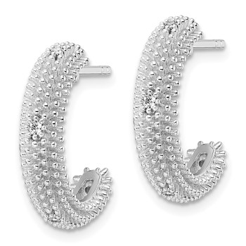 Sterling Silver Rhodium-plated CZ Post Hoop Earrings — alternate view