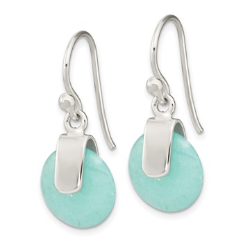 Sterling Silver Imitation Turquoise Circle Earrings — alternate view
