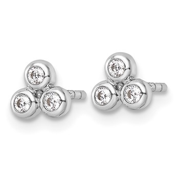 Sterling Silver RH Polished CZ Post Earrings — alternate view