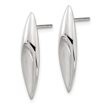 Sterling Silver Satin & Polished Fancy Drop Post Earrings — alternate view