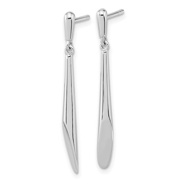 Sterling Silver Rh-plated Polished Bar Dangle Post Earrings — alternate view