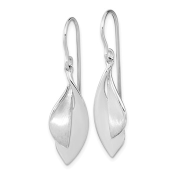 Sterling Silver RH plate Brushed and Polished Dangle Shephard Hook Earrings — alternate view