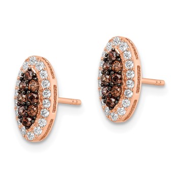 Sterling Silver Rose-tone Black Rhodium-plated CZ Post Earrings — alternate view