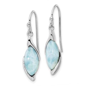 Sterling Silver Rhodium-plated Polished Larimar Dangle Earrings — alternate view