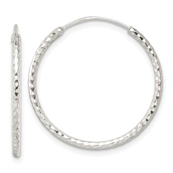 Sterling Silver Polished D/C Endless Hoop Earrings