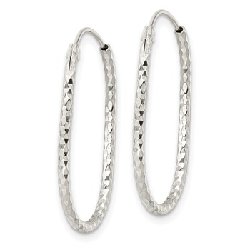 Sterling Silver Polished & D/C Oblong Endless Hoop Earrings — alternate view