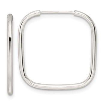 Sterling Silver Polished 1.5mm Square Endless Tube Hoop Earrings