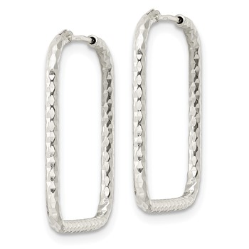 Sterling Silver Polished D/C Square Endless Hoop Earrings — alternate view
