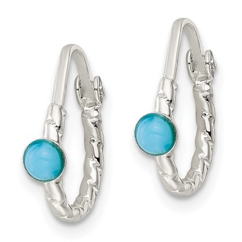Sterling Silver Polished Turquoise Endless Hoop Earrings — alternate view