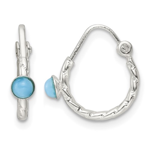 Sterling Silver Polished Turquoise Endless Hoop Earrings