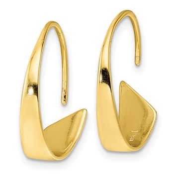 Sterling Silver Gold-tone Polished Flat Bar Hoop Threader Earrings — alternate view