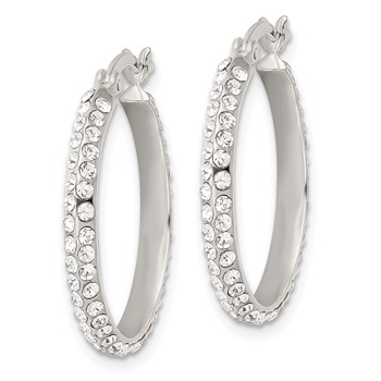 Sterling Silver CZ Round Hoop Earrings — alternate view