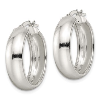 Sterling Silver Polished 7x25mm Hoop Earrings — alternate view