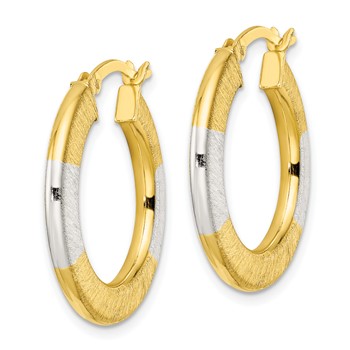 Sterling Silver and Gold-tone Brushed Flat Circle Hoop Earrings — alternate view