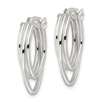 Sterling Silver Polished Triple Oval Hoop Earrings — alternate view