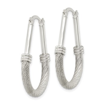 Sterling Silver Textured Teardrop Hoop Earrings — alternate view