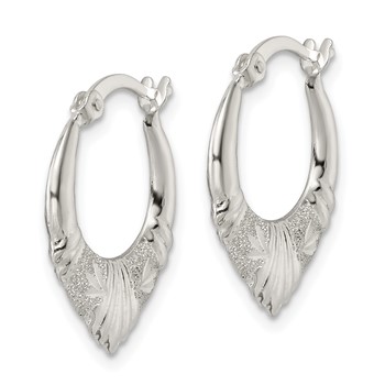 Sterling Silver Polished & Lasered D/C Scalloped Hoop Earrings — alternate view