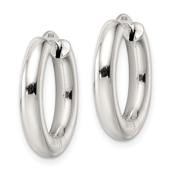 Sterling Silver Polished Hinged Circle Hoop Earrings — alternate view