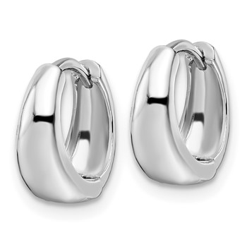 Sterling Silver Rhodium-plated Polished Hinged Hoop Earrings — alternate view