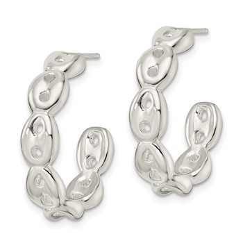 Sterling Silver Polished Scalloped C-Hoop Post Earrings — alternate view