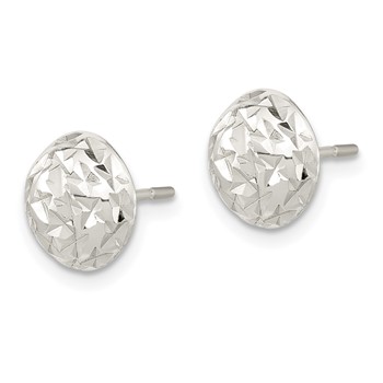 Sterling Silver Polished D/C Textured Post Earrings — alternate view