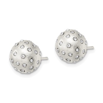 Sterling Silver Satin Crystal Ball Post Earrings — alternate view