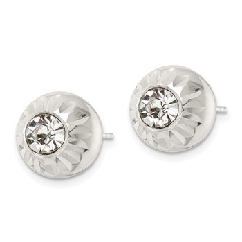 Sterling Silver Polished D/C Crystal Ball Post Earrings — alternate view