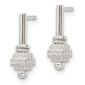 Sterling Silver Textured Ball Dangle Post Earrings — alternate view