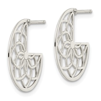 Sterling Silver Floral Filigree Post Earrings — alternate view