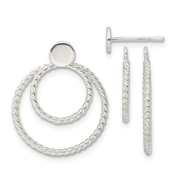 Sterling Silver w/2 Circle Jackets Button Post Earrings