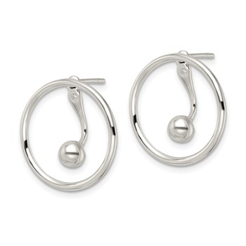 Sterling Silver Polished Circle w/drop & Dangle Threader Post Earrings — alternate view