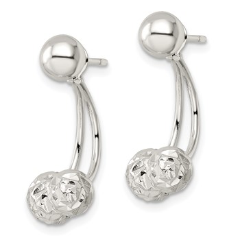 Sterling Silver Textured Ball Jackets and 6mm Ball Post Earrings — alternate view